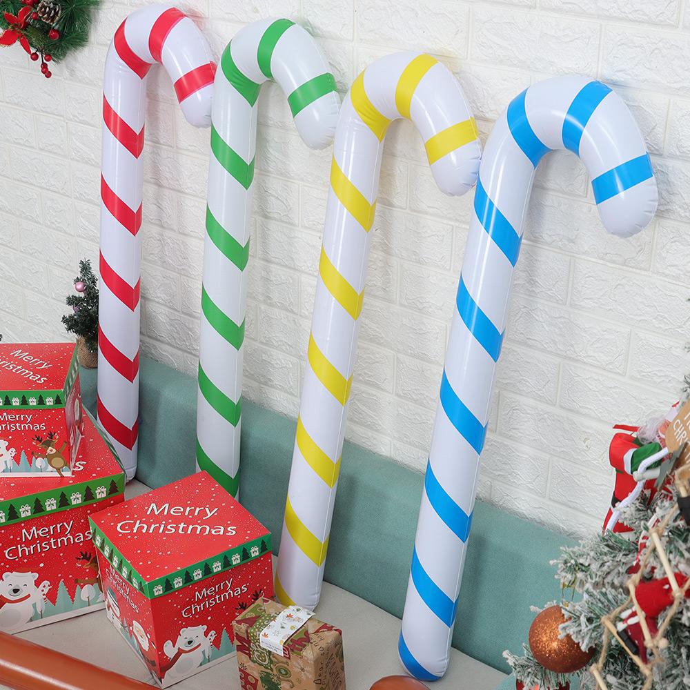 Home Party Balloons Christmas Candy Cane Inflatable Toys Crutch Balloons Santa Claus Walking Stick