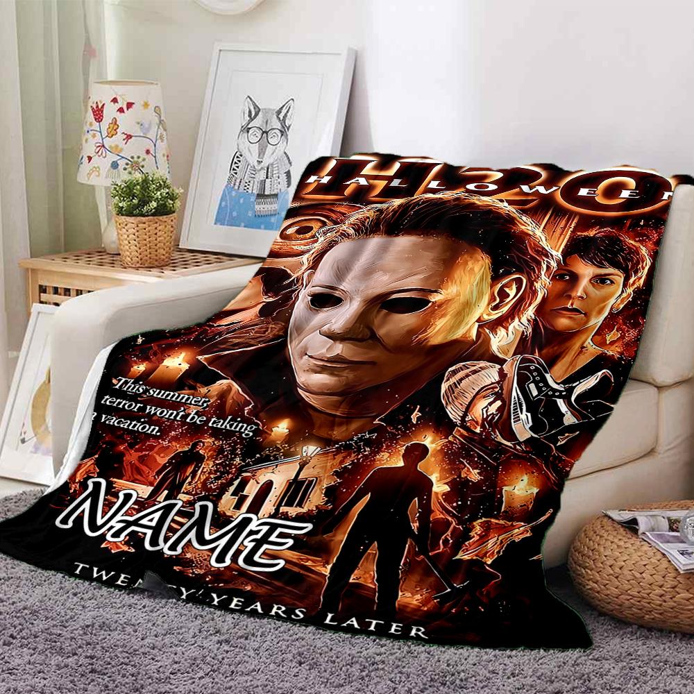 Custom Name Horror Movie Night Party Blanket For Couch Bed Plush Cozy Fuzzy Blanket Super Soft Warm Blankets For Fall And Winter 0916171