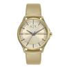 Armani Exchange Three-Hand Gold-Tone Leather Watch