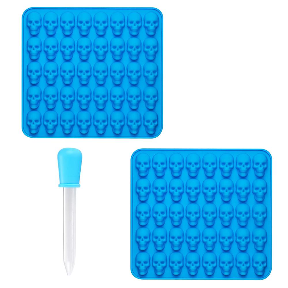 1/2/4 Stück Totenkopf Mini Totenkopf Silikonform zur Herstellung von Haustier Schokolade Süßigkeiten Gelee Gummibärchen Eiswürfel Snacks mit Tropfer