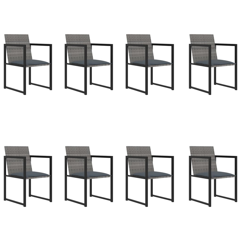 9 piece garden dining set with cushions poly rattan gray