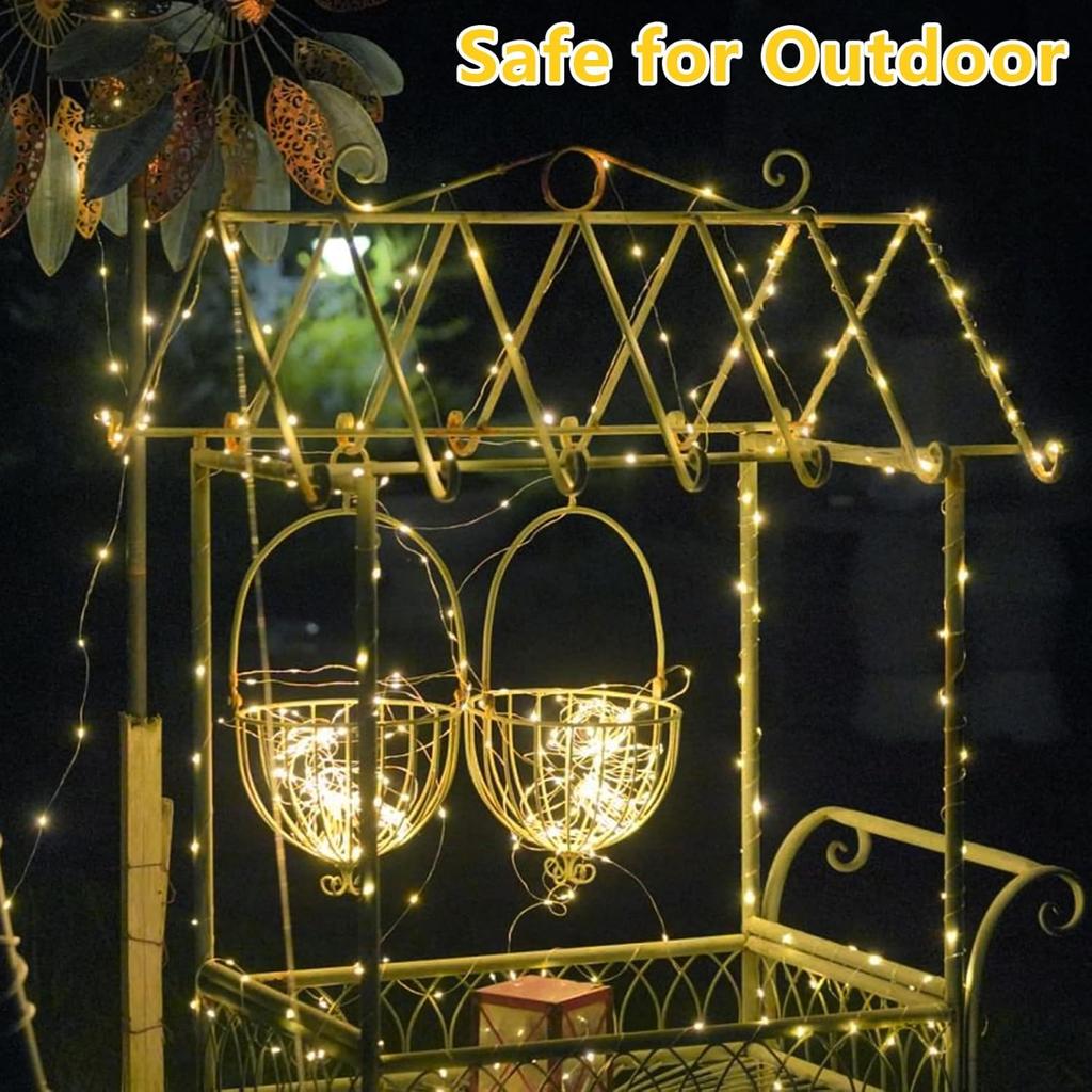 Wasserdichte Solar-Lichterketten für den Außenbereich - 1/2/4 Sets 8 Modi Funkelnd Warmweiß für Terrasse Garten Baum Hof Party Dekoration