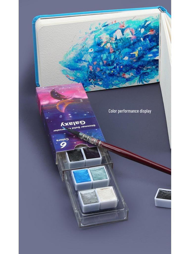 Perlemors Metallisk Akvarellmalesett - 6 & 12 Farger, Portabelt & Profesjonelt for Kunststudenter