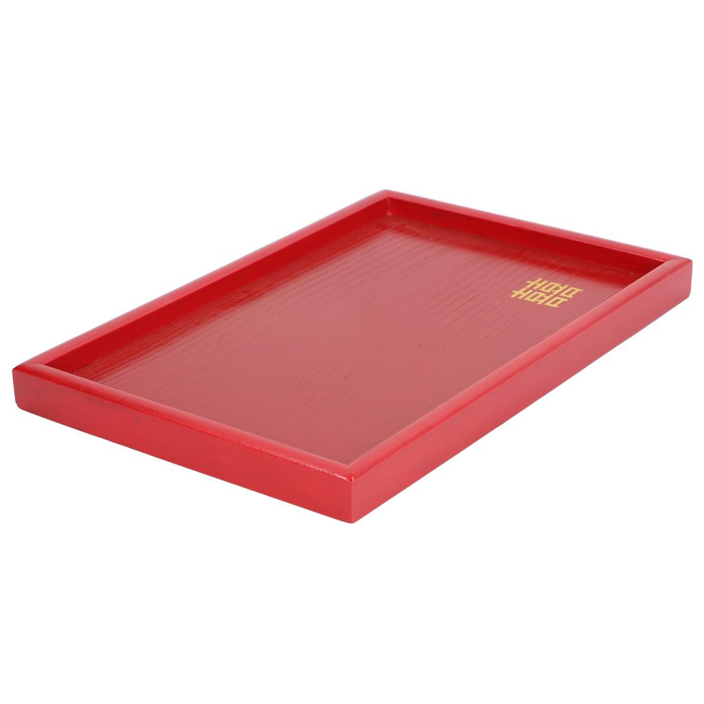 Wood Serving Tray Decorative Serving Platter Snack Fruit Plate for Living Room Coffee Table Kitchen CounterTop Red