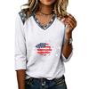 Long Sleeve Shirts for Women Womens Long Sleeve Tops Long Sleeve Tops for Women Womens Long Sleeve T Shirts Flag Print V Neck Tee