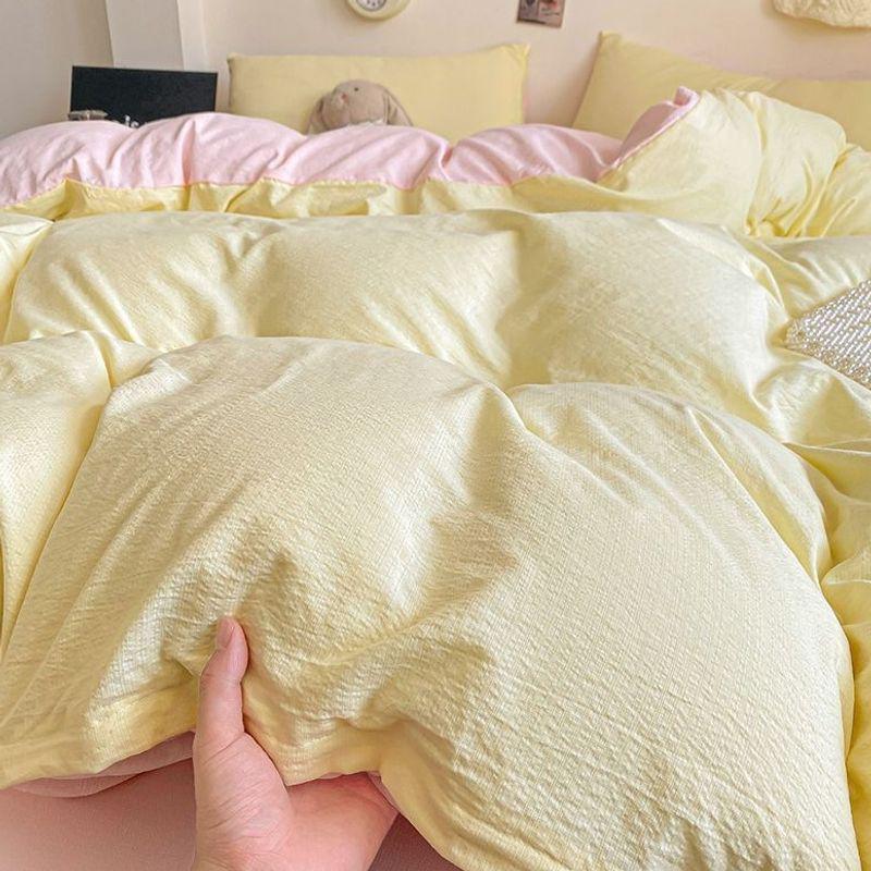 Cream Style Double-Layer Soft Yarn Duvet Cover Set for Double Beds - Ideal for Dorms and Homes