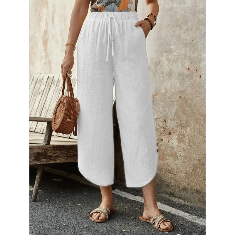 JPNTKY Women's Fashion Casual Solid Color Print Pants & Capris