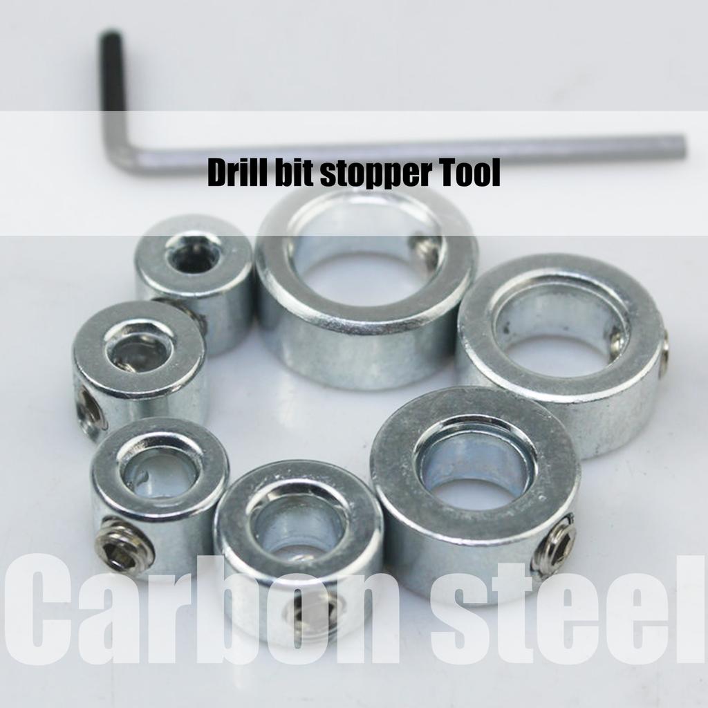 7 Sizes Carbon Steel Drill Guide Stop Collars Controller Set Precise Depth Control For Wood Plastic Drilling Operations