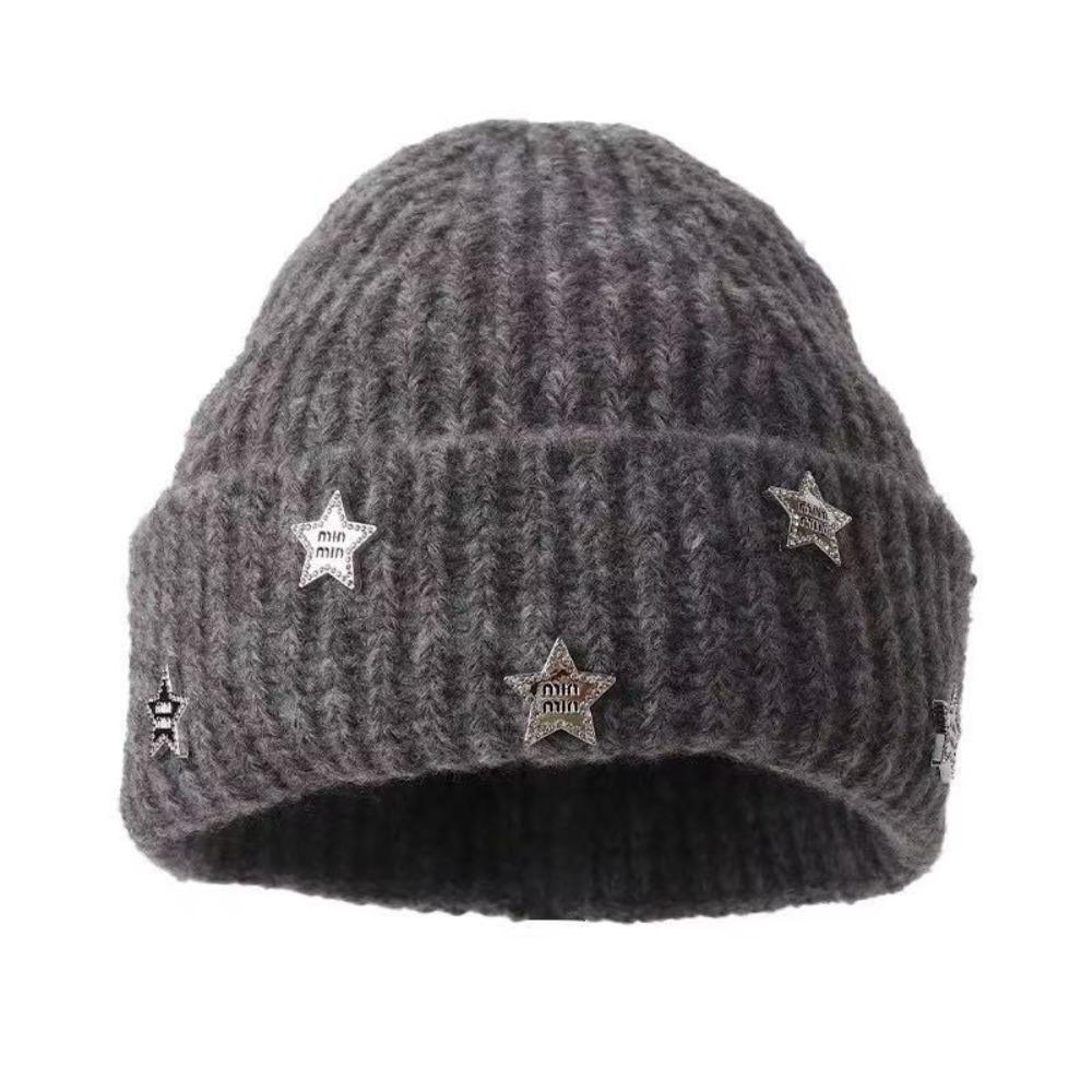 Five Pointed Star Ear Protecting Hat Thicken Beanies Cap Fashion Knitted Hat  Autumn And Winter