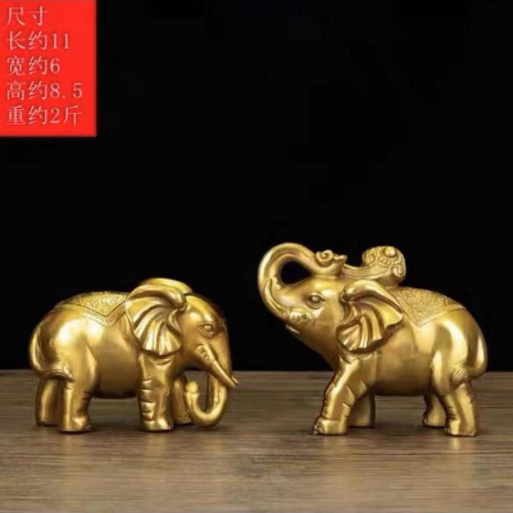 Brass Ornaments Pair Copper Water Absorbing Elephant Entrance TV Cabinet Decoration Housewarming New Home Open