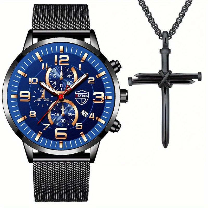 

2OCS Set Fashion Date Quartz Men Watches Top Brand Luxury Men Clock Chronograph Sport Mens Wrist Watch and Ceiling