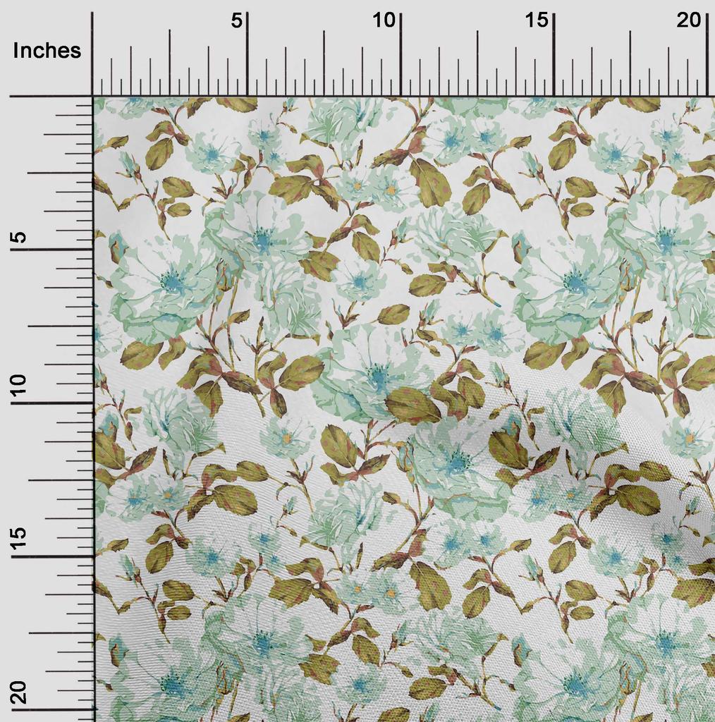 oneOone Cotton Flex Light Violet Fabric Flower & Leaves Watercolor Quilting Supplies Print Sewing Fabric By The Yard 40 Inch