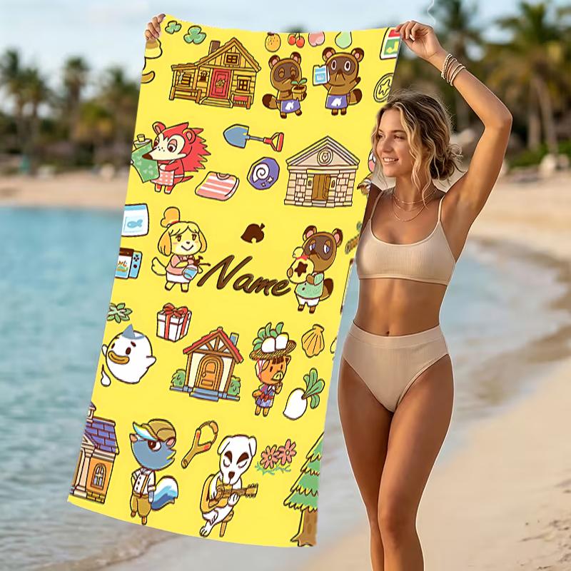 Customizable personalized beach towels Animal Crossing themed designs.Suitable for the beach, yoga, sports;ideal as beach accessories