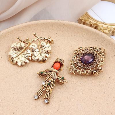 Broche Espantalho Barroco Vintage de Luxo Alfinete Feminino Broches de Strass Acessórios de Festa