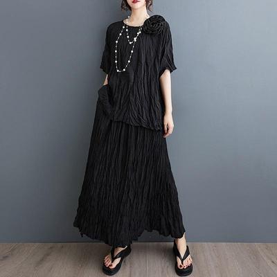 Oversized Vintage Summer Casual 2 Two Piece Set Loose Short Sleeve Tee T Shirt Women T-shirt with Skirt