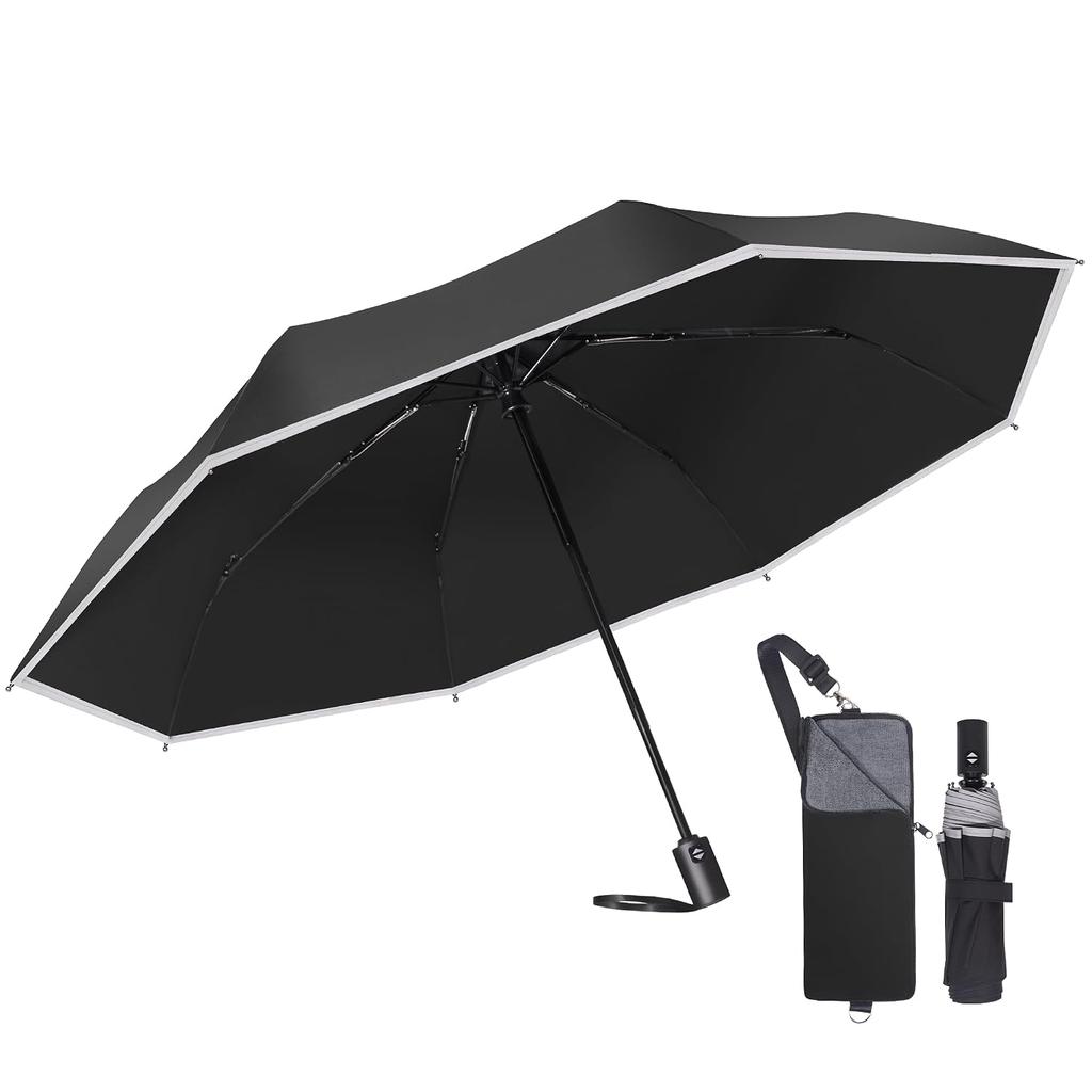 Folding umbrella one-touch automatic open close lightweight 280g ultra-absorbent pouch 5-level super water-repellent reflective tape 100cm large men 8
