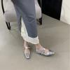 French Low-heeled Square-headed Silver Mary Jane Shoes Women's Shoes 2025 Early Spring New Single Shoes Retro Fashion Small Leather Shoes