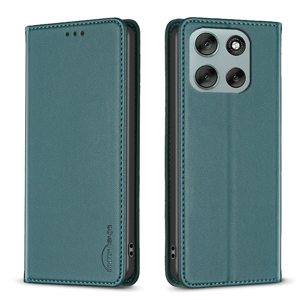 For Motorola Moto G56 5G Leather Case BINFEN COLOR BF18 Phone Stand Cover with Card Slots
