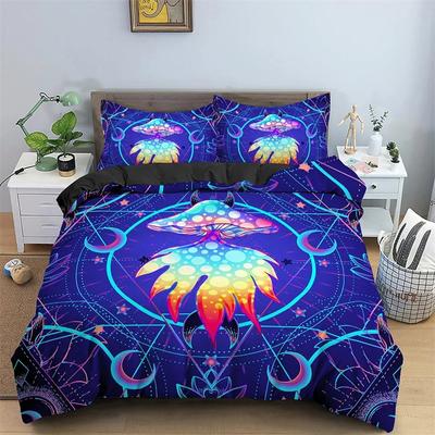 Mushroom Duvet Cover Psychedelic Bedding Sets,Girls Bed Supplies Set Duvet Cover Bed Comforter Set Bedding Set