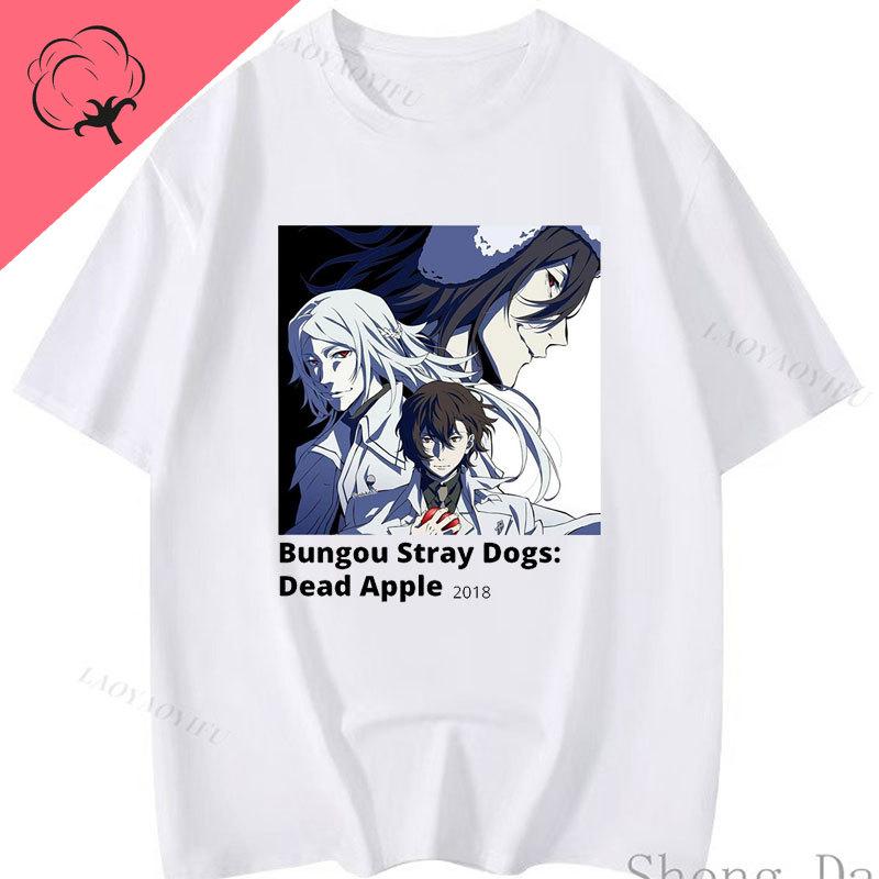 Japanese Anime Shirt Dead Apple Bungou Stray Dogs Chuuya Nakahara T Shirt Print Dazai Osamu Cotton Short Sleeve Graphic TShirts