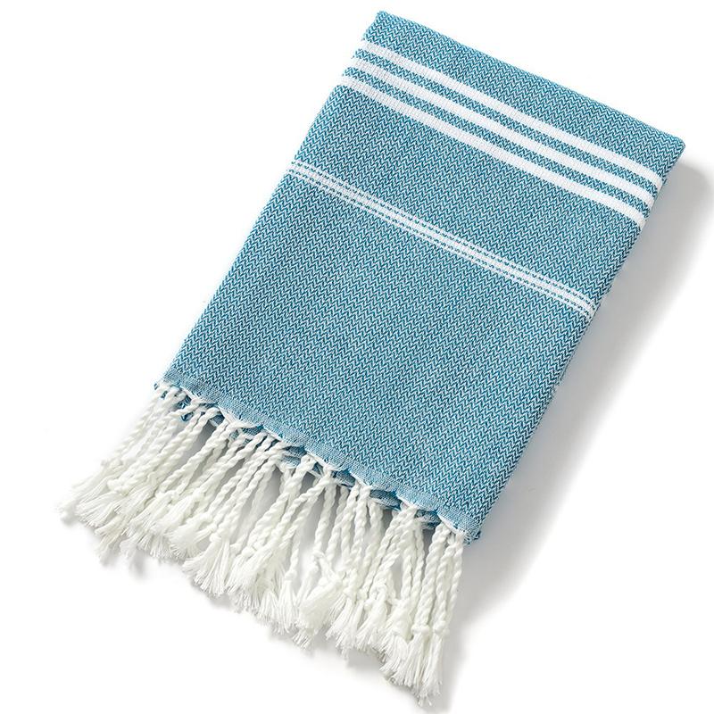 Cotton Striped Turkish Sports Bath Towel With Tassels Travel Gym Camping Sauna Beach Pool Blanket Absorbent Easy Care