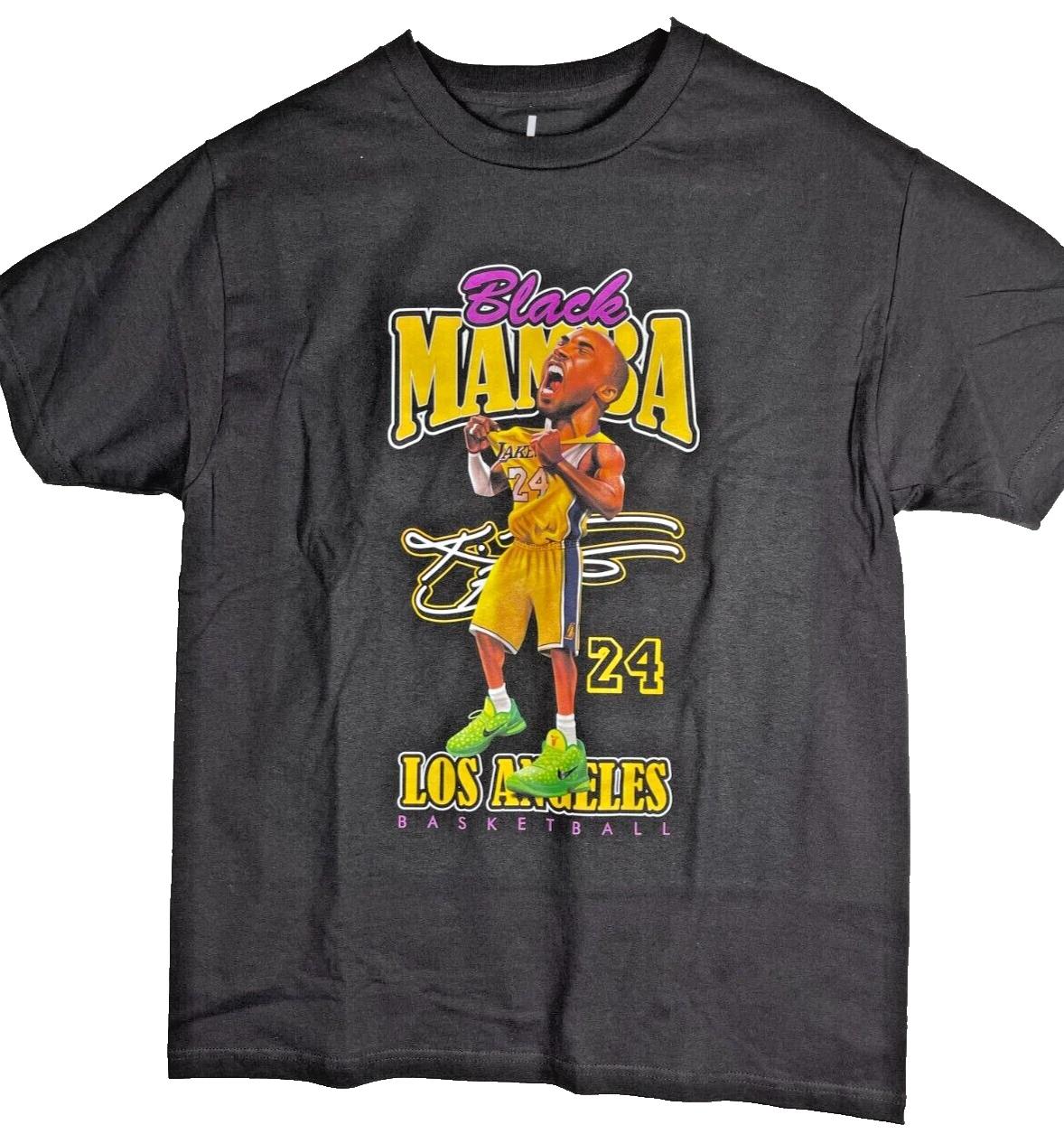 Size L - Custom Kobe Bryant Design Black 100% Cotton T-shirt Mens Tees Top Black Mamba Lakers L