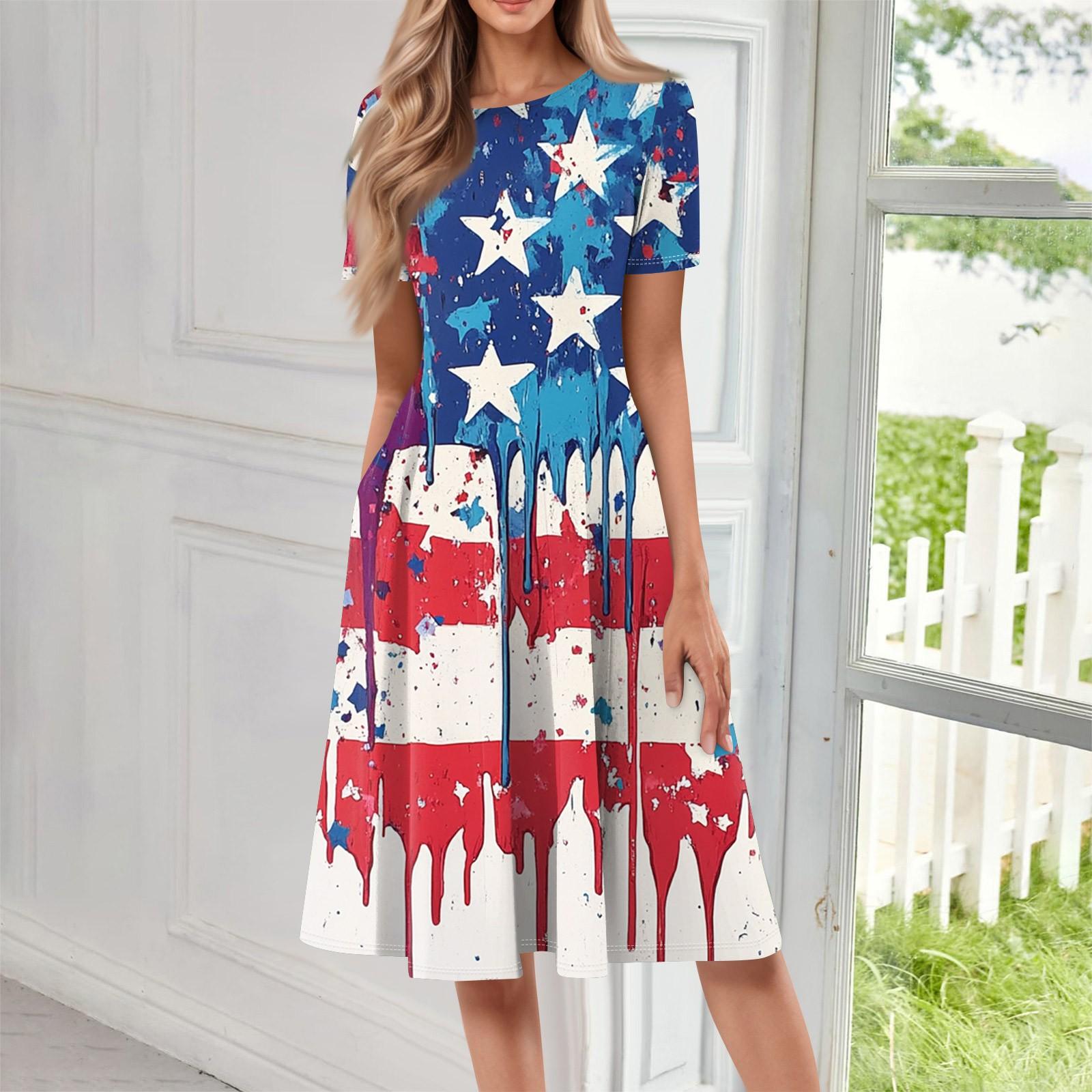 

Женское свободное повседневное и модное платье с круглым вырезом и короткими рукавами, средней длины с принтом XL киноварь