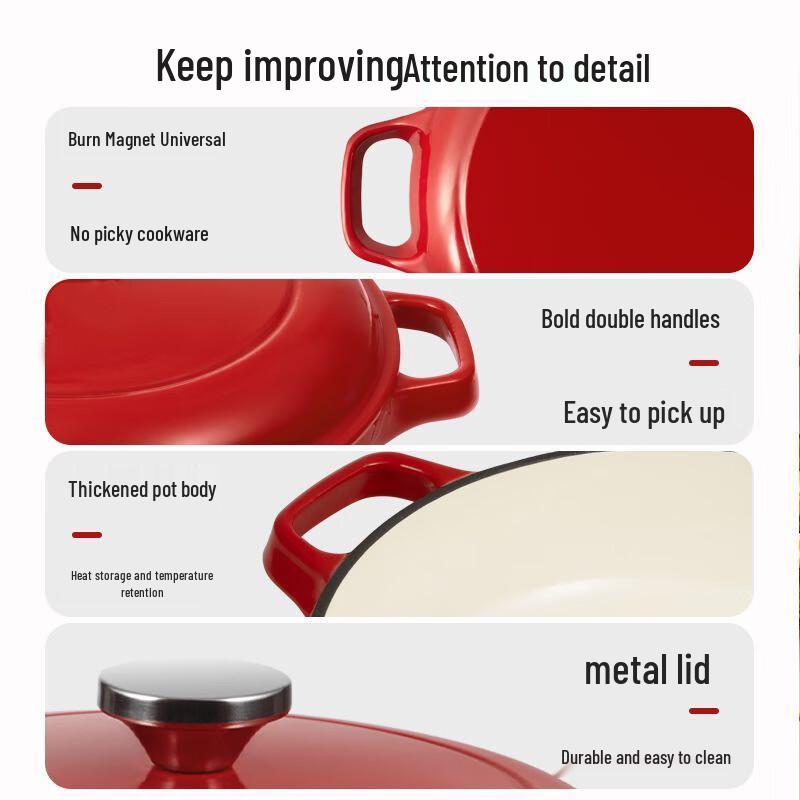 Qingwei Wine Red Enamel Cast Iron Stew Pot