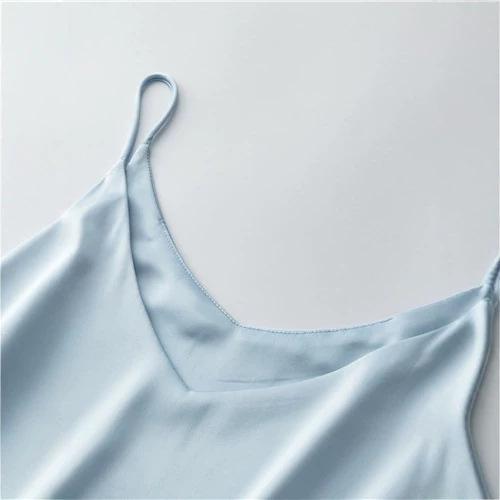 Sling Vest Women's Bottom with Satin Top Inside, Imitation Silk Loose Outside, Fat MM Large Size Women's Clothing Is Sexy
