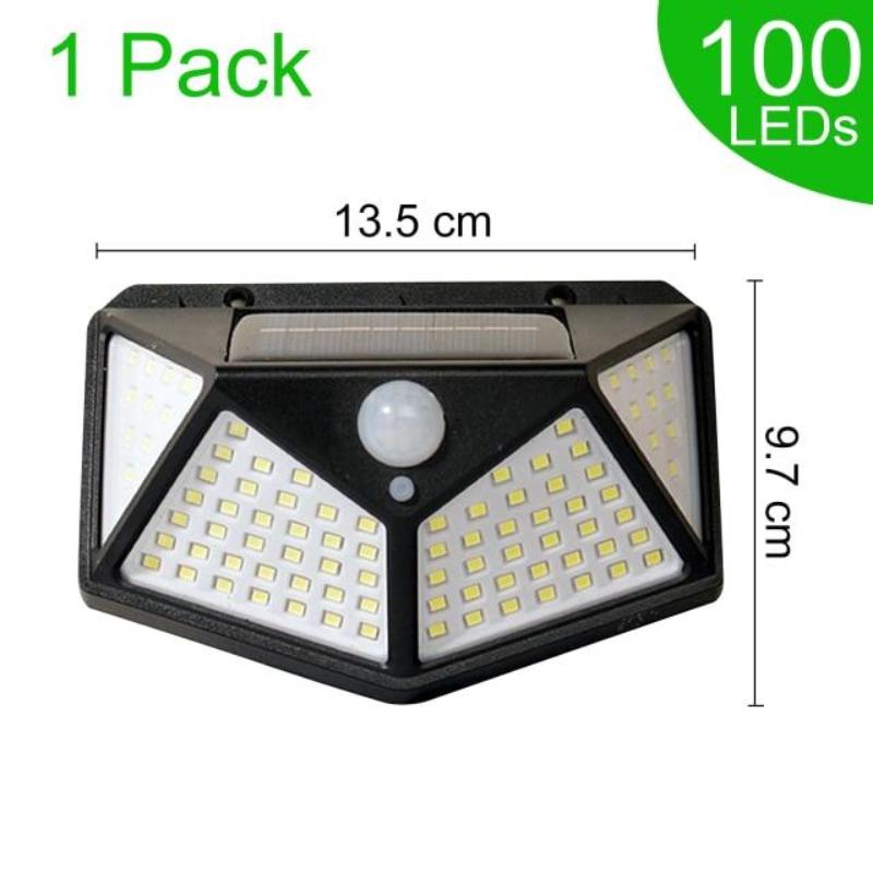 

74LED/103COB/100LED Сонячна лампа зовнішня сонячна лампа PIR датчик руху настінний світильник водонепроникний сонячне світло для прикраси саду 100LED*1PCS чорний
