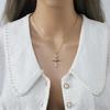 High Grade Cross Zircon Pendant Necklace Stainless Steel Light Luxury Geometric Choker Jewelry Party Gifts For Women Girls
