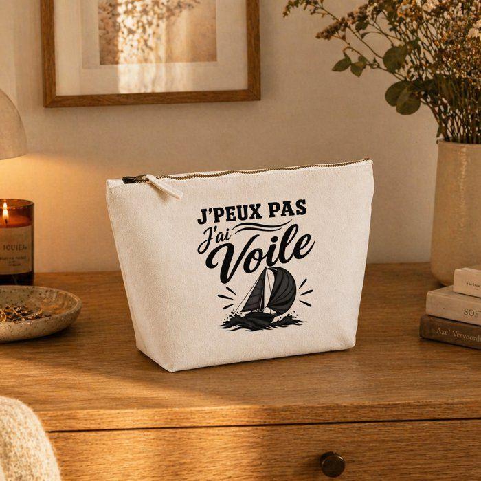 Trousse de toilette - PLANETEE - J’peux pas j’ai Voile (minimaliste) - 100% coton - 3 L (28×19×9 cm) - Zip métal