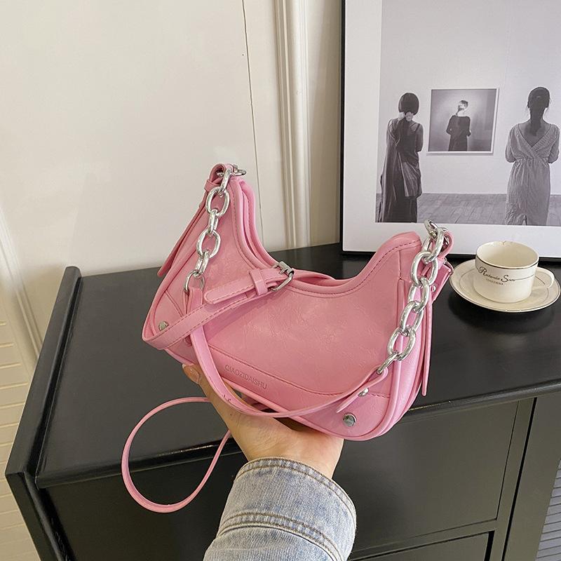 

Сумка Женская 2025 Лето Новая На Одно Плечо Подмышечная Сумка Нишевый Дизайн Цепочка Сумка Модная Сумка Через Плечо розовый