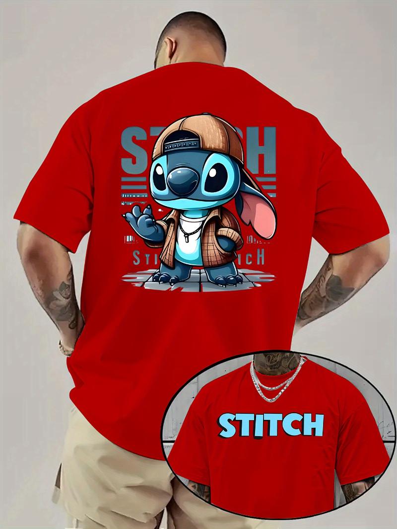 

Мужская футболка Disney, Модная футболка с принтом Disney спереди и сзади, Тематическая серия в стиле Stitch, Мужская повседневная летняя футболка из чистого хлопка 4XL