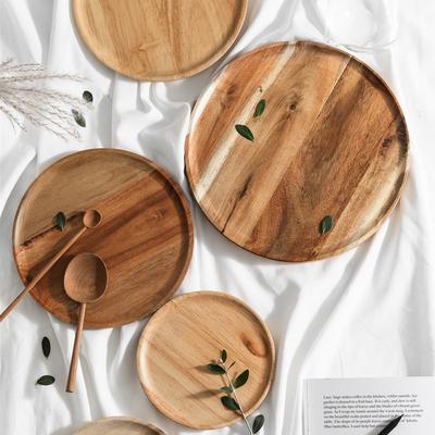 Bandeja de Madera de Roble Japonés y Acacia Sean Hogar Simple Disco de Madera Maciza Bandeja de Té Bandeja de Cena Bandeja de Dim Sum Platillo de Madera
