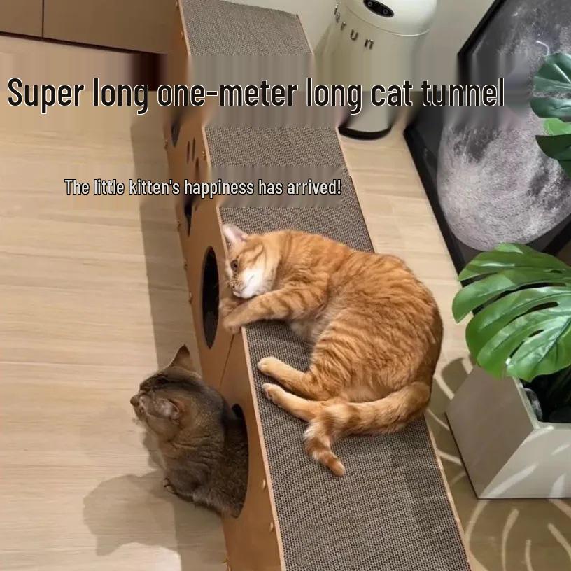 Large Vertical Cat Scratching Post with Tunnel Toy, Self-Entertainment, No Shedding, Wear-Resistant Enlarged Cat Villa