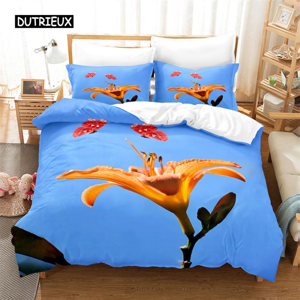 Żółte Kwiaty Zestaw Pościeli Queen Zestaw Poszwy na Kołdrę Pościel Druk Cyfrowy Pościel King Size Zestawy Poszwy na Kołdrę Zestaw Pościeli