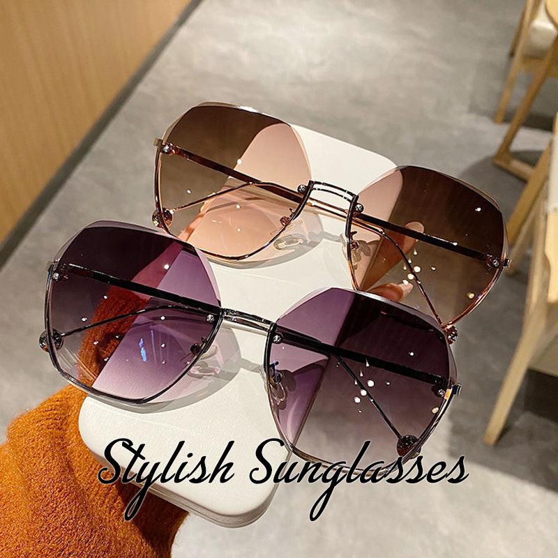 New Fashionable Frameless Irregular Edge Gradient Glasses Sunglasses