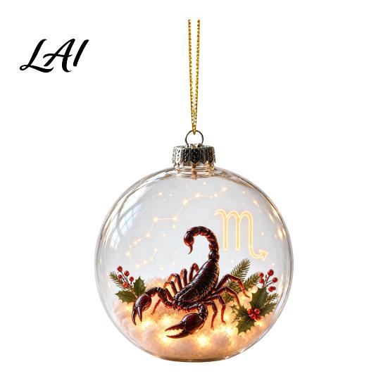 Sturdy Acrylic Holiday Ornaments Zodiac Christmas Ornament Twelve Sign Hanging Decoration 2D Collectible Horoscope Pendant for Xmas Tree,