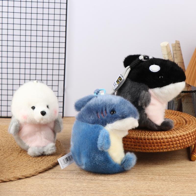 Stuffed Dolphin Keychain Plush Bag Pendant Soft Animal Toy Miniature For Girls Birthday Backpack Charm Decoration