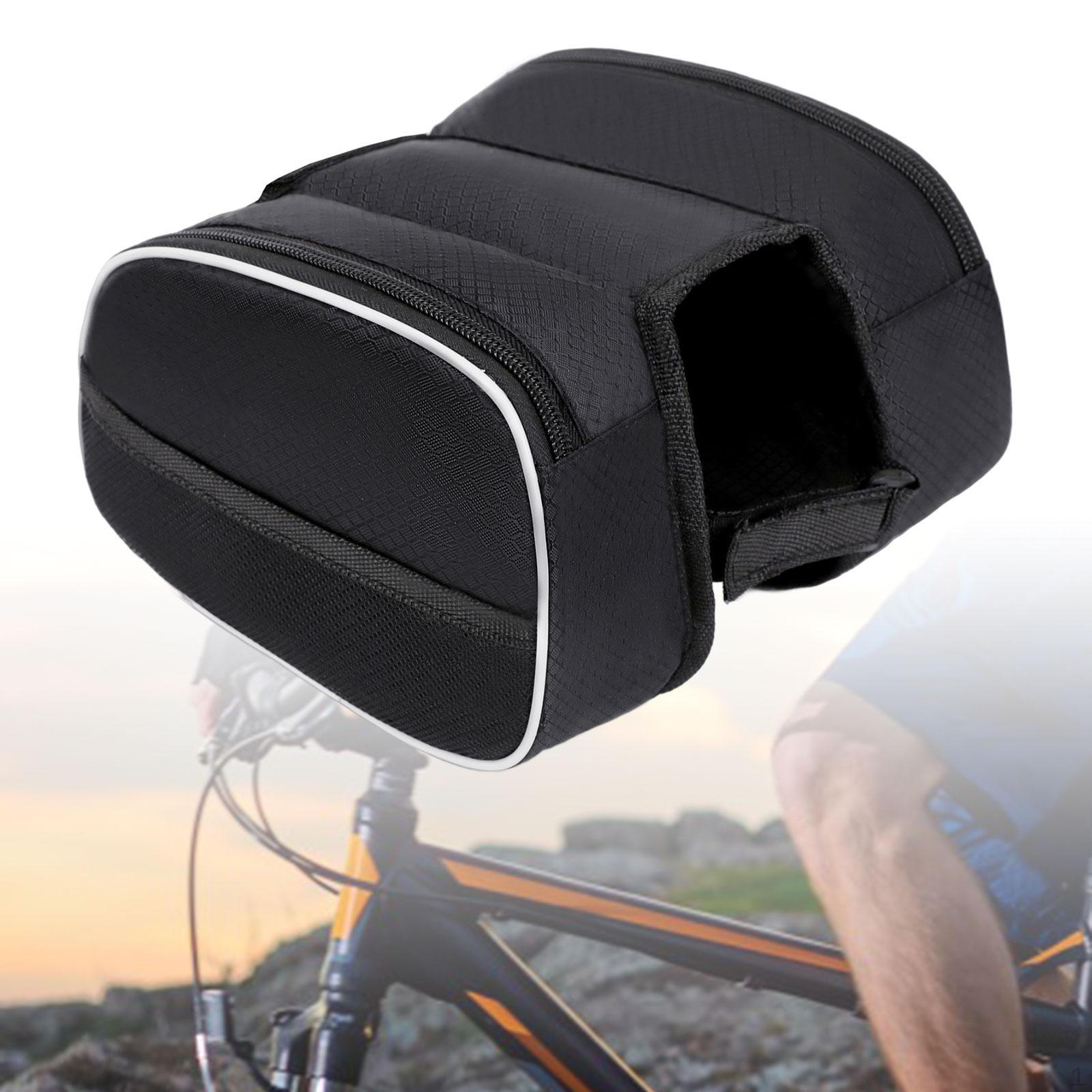 Bicycle Front Frame Bag, Bike Panniers, Organizer Multifunctional Storage Commuting Bag Phone Holder