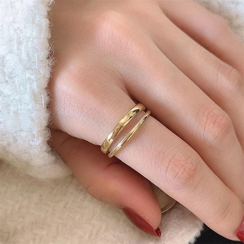

St.delan Retro Minimalist Adjustable Double-Layer Ring for Women - Fashionable and Unique Design Circumference 49MM - US5