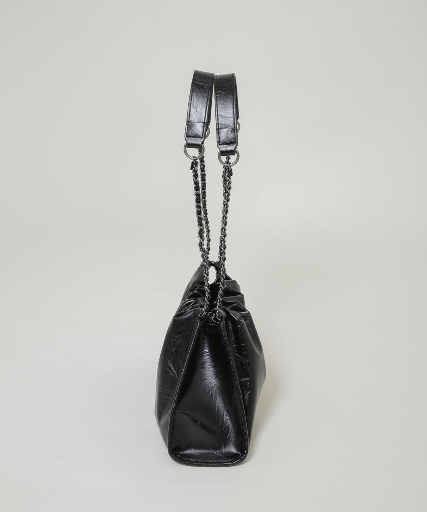 Nano Universe Women's Chain Shoulder Bag with Gathering, F 010, Black, 673-6132300