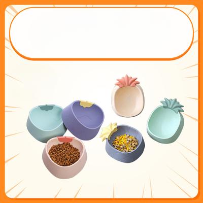 Einzelnapf aus Kunststoff für Haustiere, Cartoon-Ananas-Erdbeer-Futternapf, im Wind, Nackenschutz, Antikollisions-Katzennapf, große Kapazität, Hundenapf