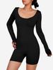 Women's High-End Tummy Control Padded Shapewear Jumpsuit with Long Sleeves
