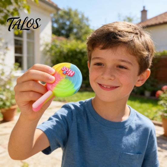 Stress Relief Lollipop Toy Colorful Squeeze Multicolor Candy Sensory TPR Pinch Decompression Simulated Food Fidget