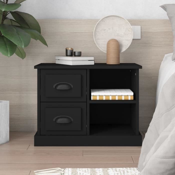 VidaXL Black Bedside Table 60x35.5x45 Cm 816369