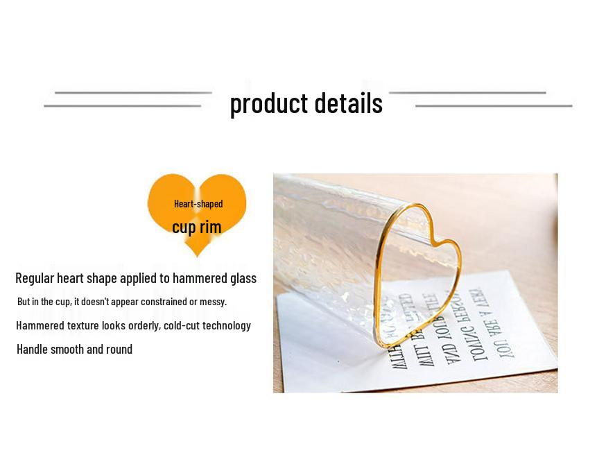 Elegant Hammered Heart-Shaped High-Stemmed Crystal Champagne Glass with Gold-Plated Edge