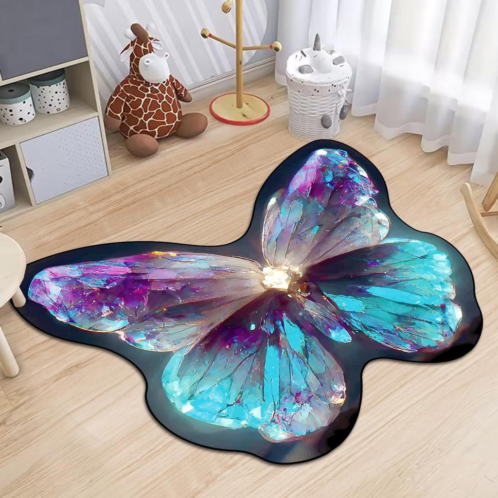 Colorful Butterfly Carpet Living Room Carpet Bathroom Mat Children's Bedroom Bedside Carpet