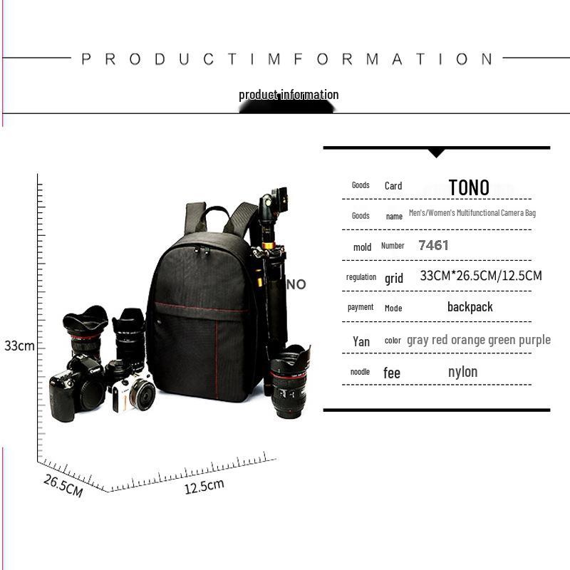Outdoor Waterproof Large-Capacity DSLR Photography Backpack with Layered Storage